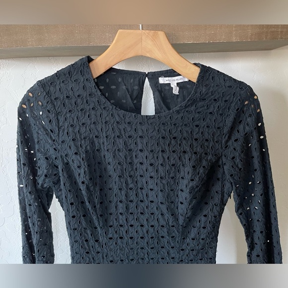 Anthro/ Avec Les Filles| Black Eyelet Dress with Bell Sleeves, Size XS••• - Picture 7 of 15
